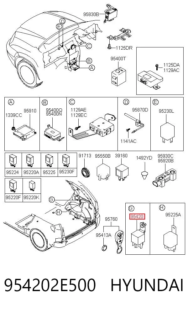 Relé de intermitencia del limpiaparabrisas 954202E500 Hyundai/Kia
