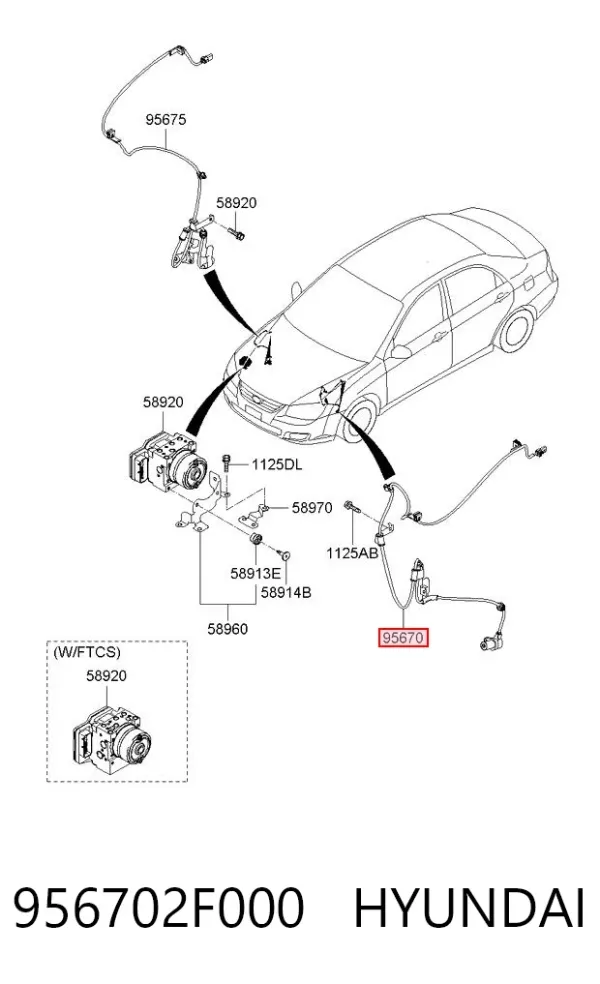 Sensor ABS delantero izquierdo 956702F000 Hyundai/Kia