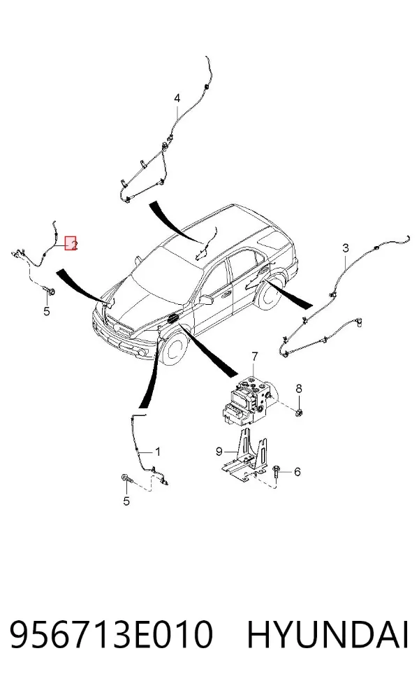 Sensor ABS delantero derecho 956713E010 Hyundai/Kia