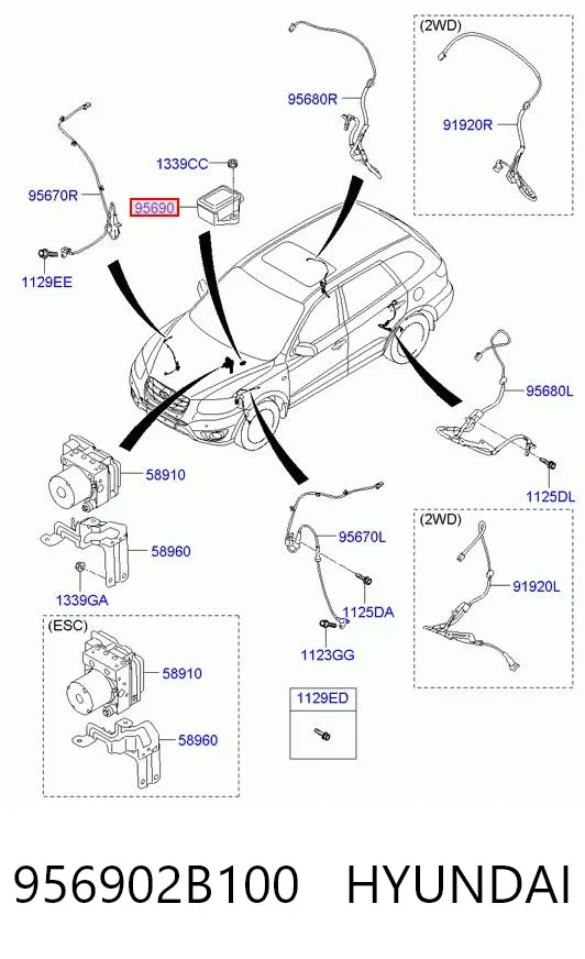 Sensor de aceleración lateral (ESP) 956902B100 Hyundai/Kia