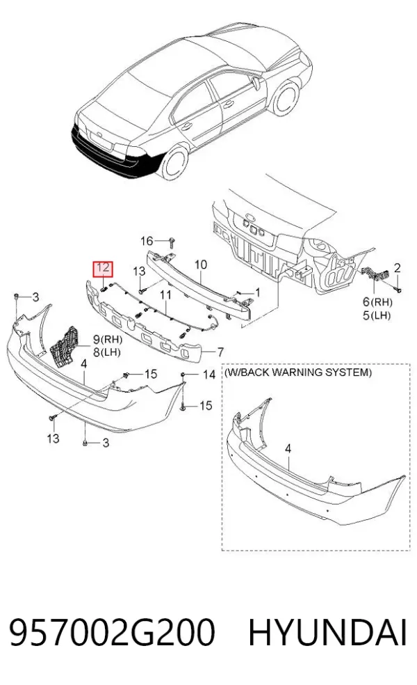 Sensor de aparcamiento trasero 957002G200 Hyundai/Kia