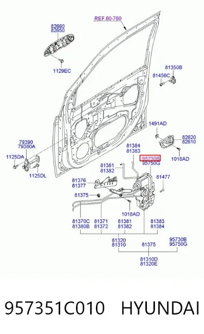 Motor de apertura/cierre de cerradura de puerta delantera izquierda HYUNDAI 957351C010