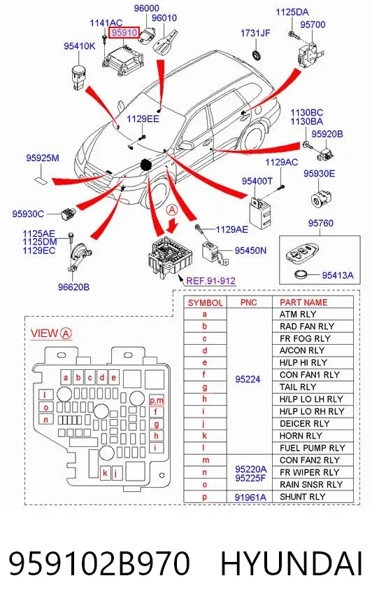 Módulo de control de airbag 959102B970 Hyundai/Kia