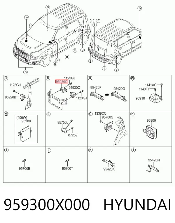 Sensor de airbag delantero 959300X000 Hyundai/Kia