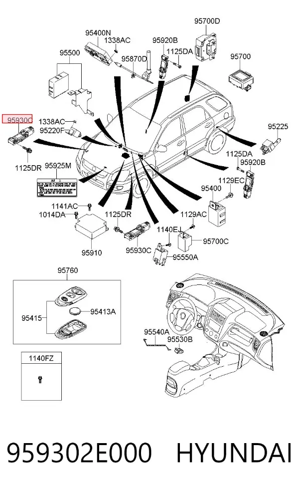 Módulo de control de airbag 959302E000 Hyundai/Kia
