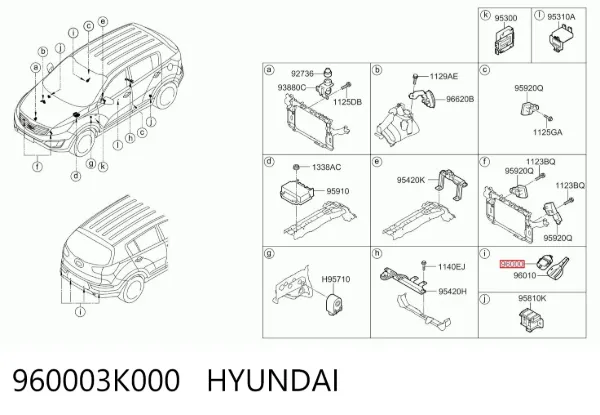 Sensor de lluvia 960003K000 Hyundai/Kia