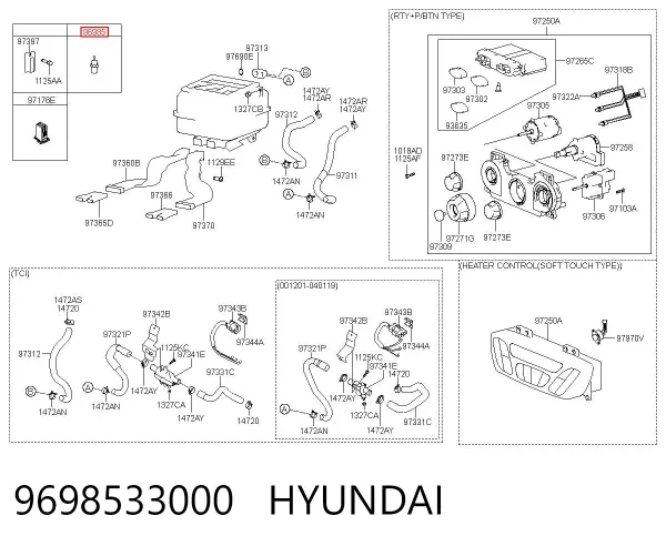 Sensor de la temperatura interior 9698533000 Hyundai/Kia