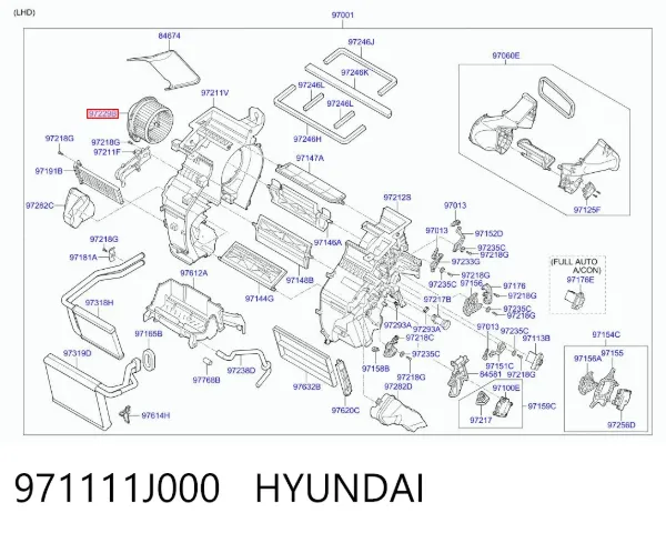 Ventilador habitáculo 971111J000 Hyundai/Kia
