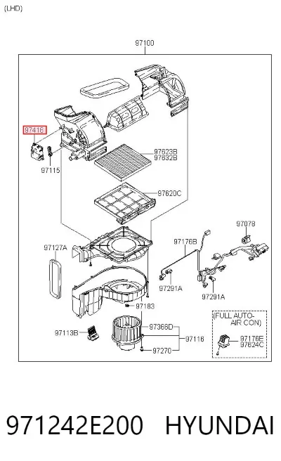 Actuador de compuerta de calefacción HYUNDAI 971242E200