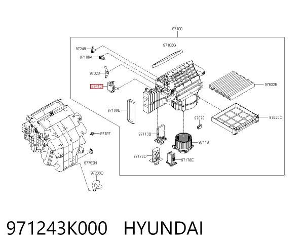 Actuador de compuerta de la calefacción 971243K000 Hyundai/Kia