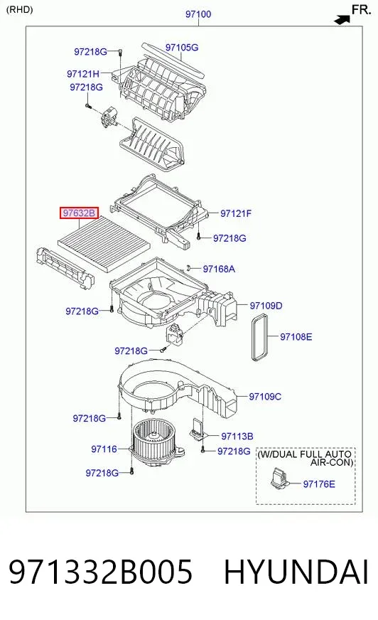 Filtro de habitáculo 971332B005 Hyundai/Kia