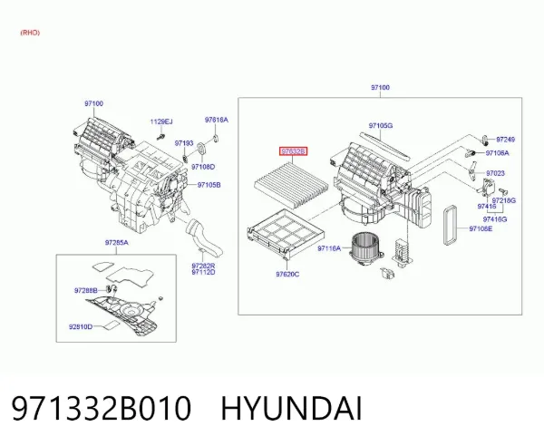 Filtro de habitáculo 971332B010 Hyundai/Kia