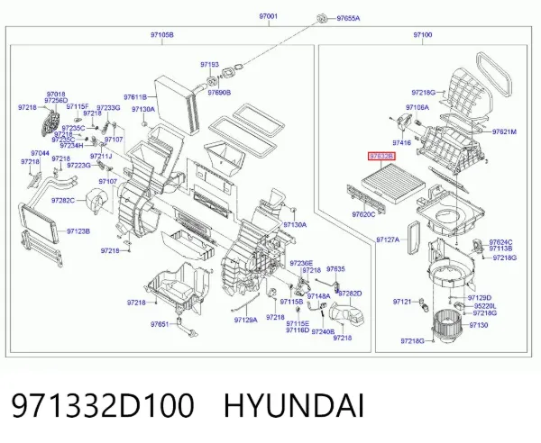 Filtro de habitáculo 971332D100 Hyundai/Kia