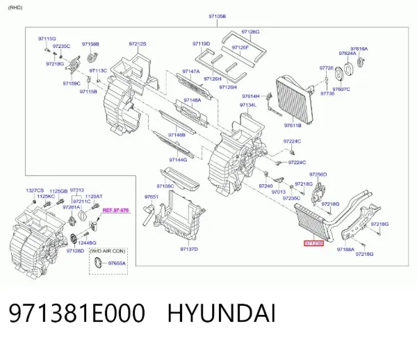 Radiador calefacción 971381E000 Hyundai/Kia