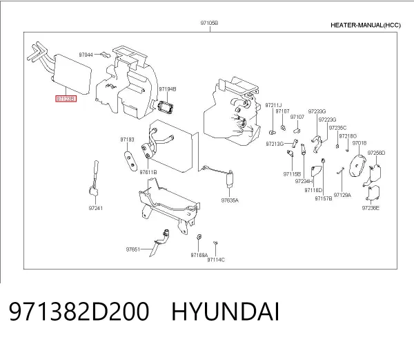 Radiador calefacción 971382D200 Hyundai/Kia