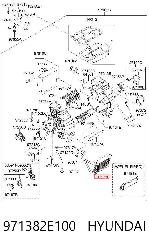 Radiador calefacción 971382E100 Hyundai/Kia