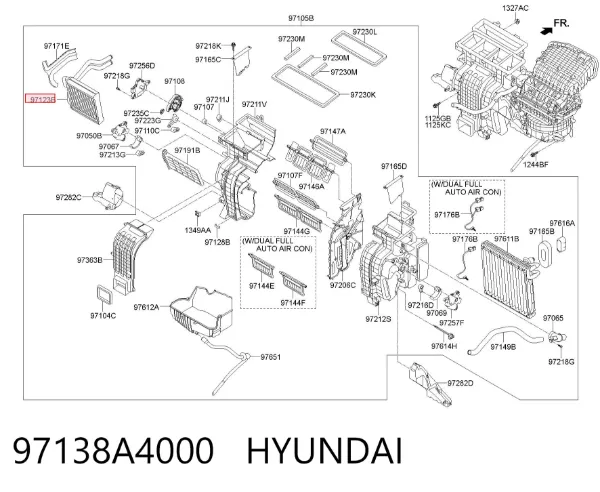 Radiador calefacción 97138A4000 Hyundai/Kia