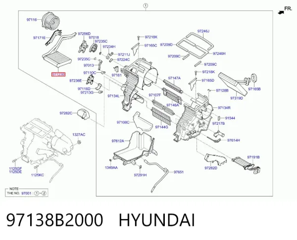 Radiador calefacción 97138B2000 Hyundai/Kia