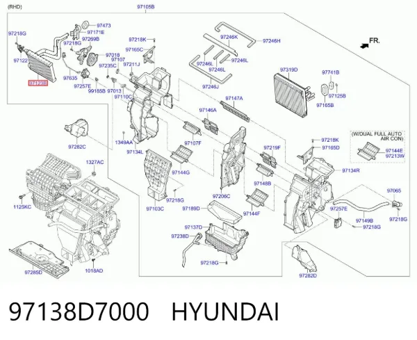 Radiador calefacción 97138D7000 Hyundai/Kia