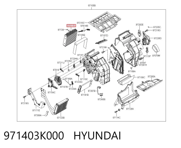 Evaporador de aire acondicionado 971403K000 Hyundai/Kia