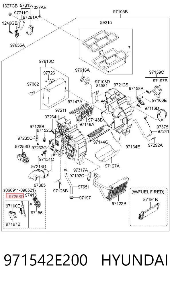 Actuador de compuerta de la calefacción 971542E200 Hyundai/Kia