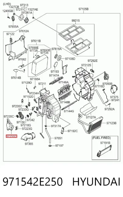 Actuador de compuerta de calefacción HYUNDAI 971542E250