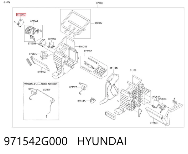 Actuador de compuerta de la calefacción 971542G000 Hyundai/Kia