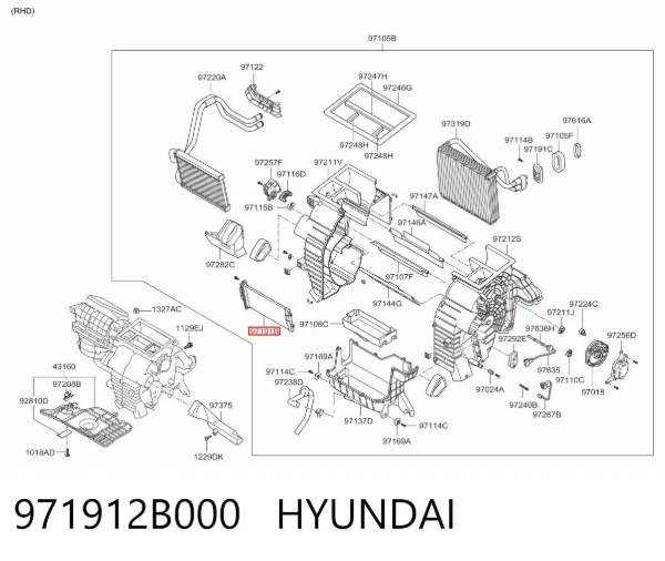 Calentador eléctrico de aire para el sistema de calefacción del habitáculo 971912B000 Hyundai/Kia