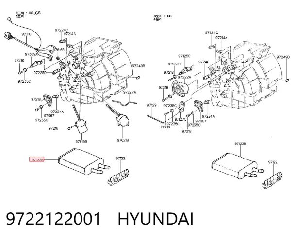 Radiador calefacción 9722122001 Hyundai/Kia