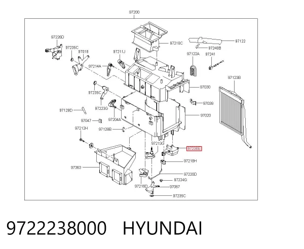 Actuador de compuerta de la calefacción 9722238000 Hyundai/Kia