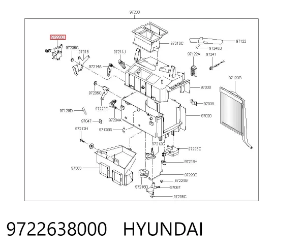 Actuador de compuerta de la calefacción 9722638000 Hyundai/Kia