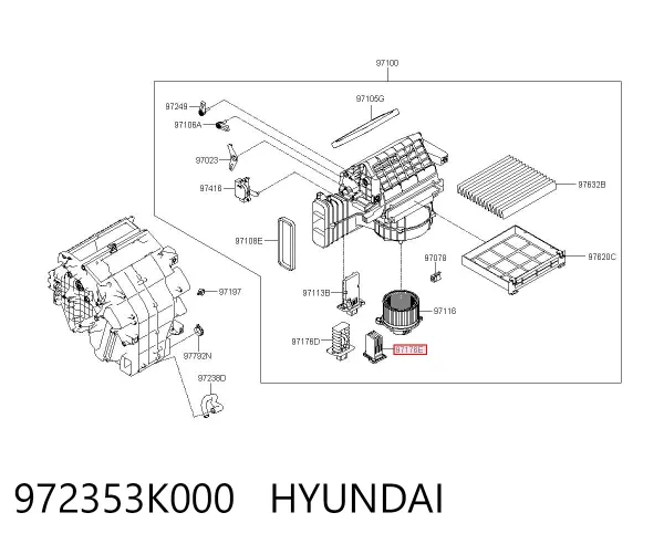 Resistencia de calefacción 972353K000 Hyundai/Kia
