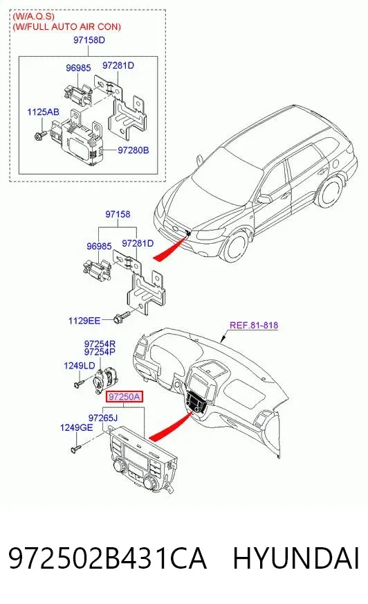 Unidad de control aire acondicionado 972502B431CA Hyundai/Kia