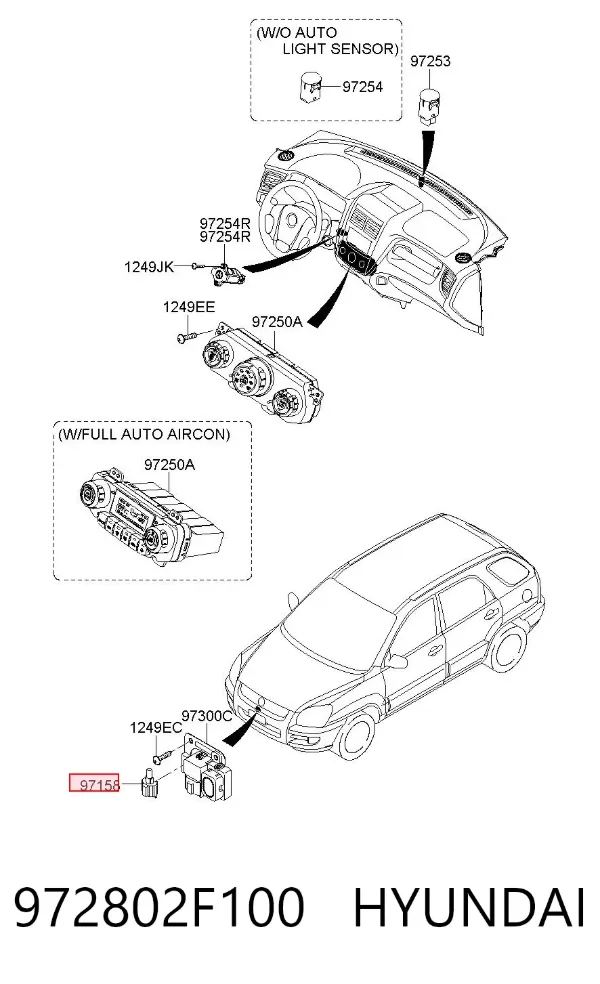 Sensor de temperatura ambiente 972802F100 Hyundai/Kia