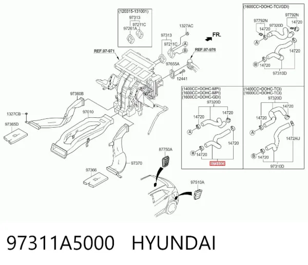 Manguera de calefacción, entrada 97311A5000 Hyundai/Kia