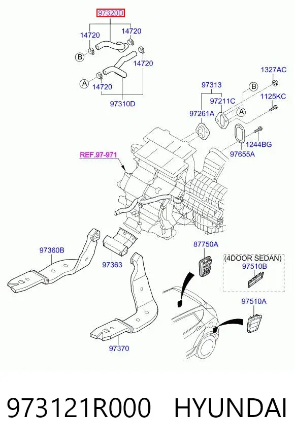 Manguera de calefacción, retorno 973121R000 Hyundai/Kia