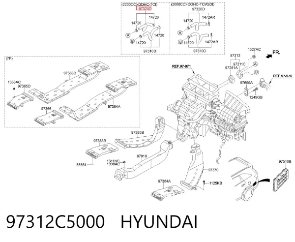 Manguera de calefacción, retorno 97312C5000 Hyundai/Kia