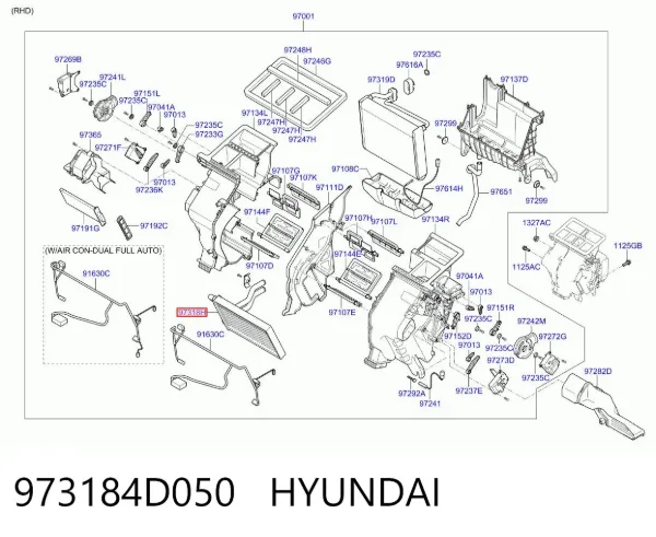 Radiador calefacción 973184D050 Hyundai/Kia