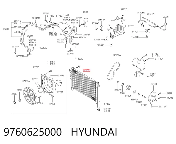 Condensador aire acondicionado 9760625000 Hyundai/Kia