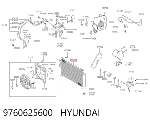 Condensador aire acondicionado 9760625600 Hyundai/Kia