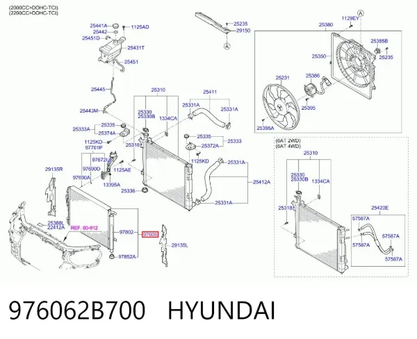 Condensador aire acondicionado 976062B700 Hyundai/Kia