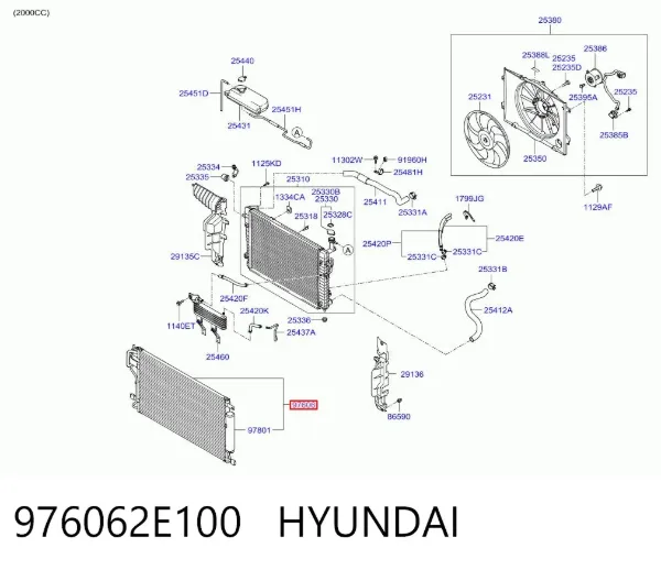 Condensador aire acondicionado 976062E100 Hyundai/Kia