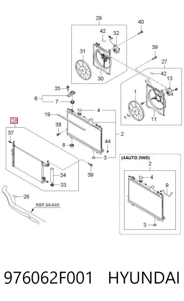 Condensador aire acondicionado 976062F001 Hyundai/Kia
