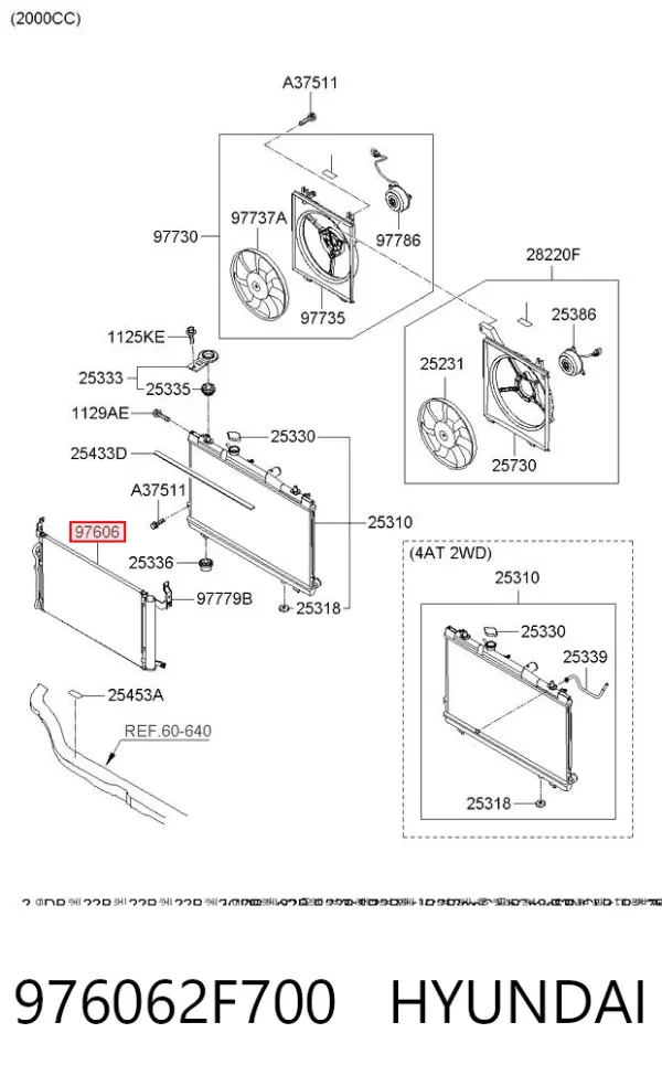 Condensador aire acondicionado 976062F700 Hyundai/Kia