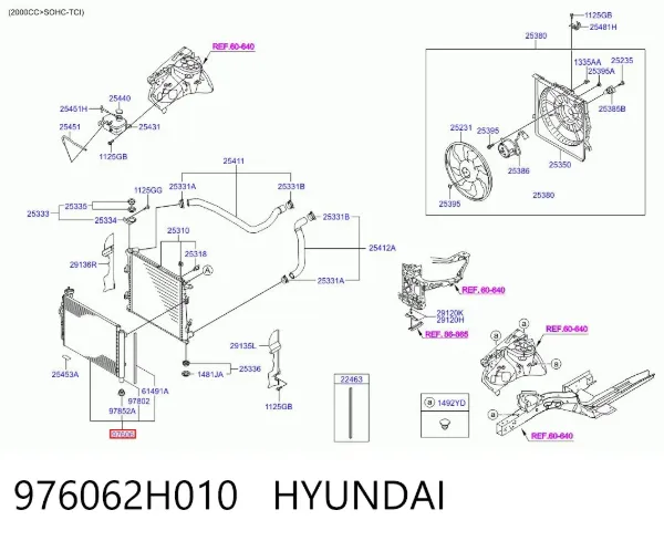 Condensador aire acondicionado 976062H010 Hyundai/Kia