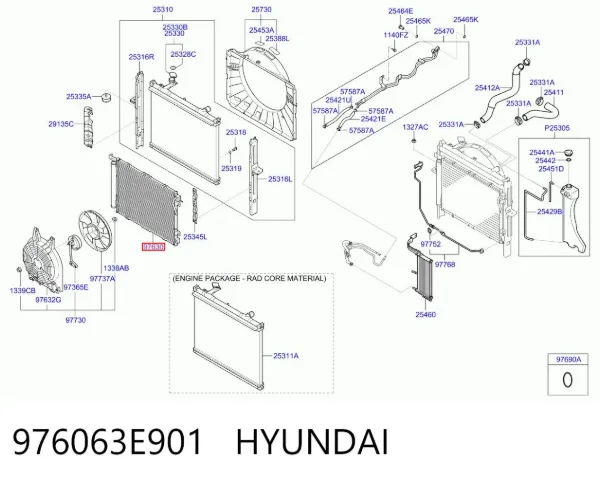 Condensador aire acondicionado 976063E901 Hyundai/Kia
