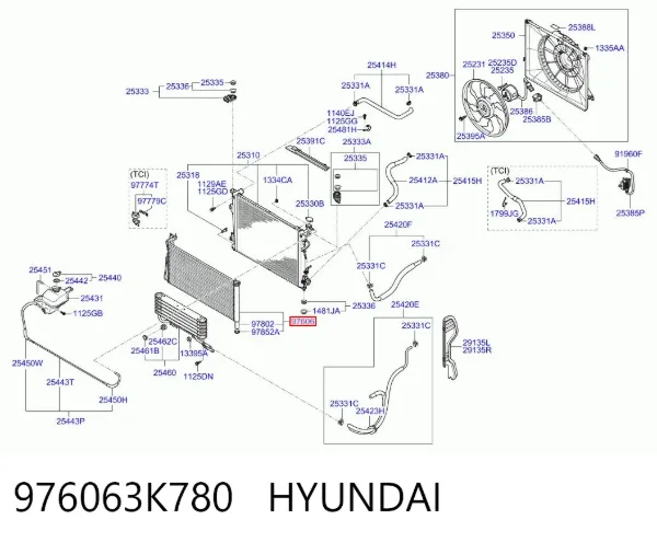 Condensador aire acondicionado 976063K780 Hyundai/Kia