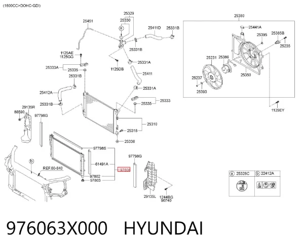 Condensador aire acondicionado 976063X000 Hyundai/Kia
