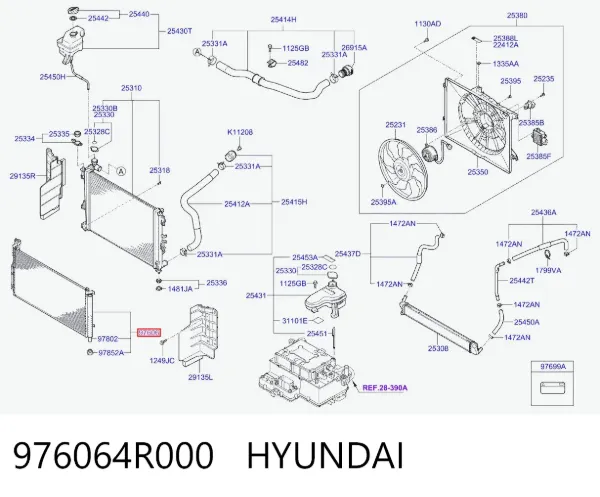 Condensador aire acondicionado 976064R000 Hyundai/Kia