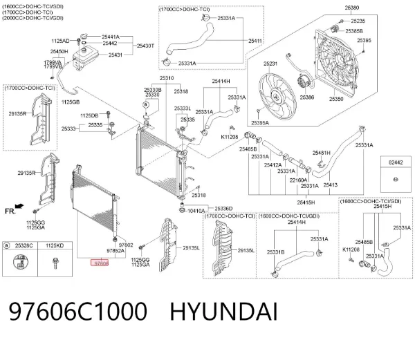 Condensador aire acondicionado 97606C1000 Hyundai/Kia
